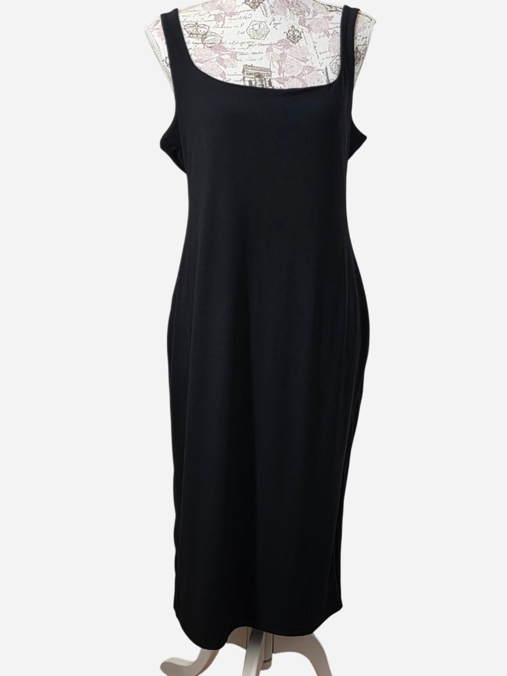 white birch Black Sleeveless Midi Slip Dress